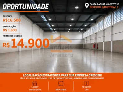 Galpão/Depósito/Armazém para alugar, 955m² no Cidade Industrial, Santa Bárbara D'Oeste