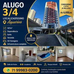 Apartamento com 3 Quartos para alugar, 107m² no Pituba, Salvador