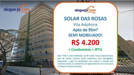 Apartamento com 2 Quartos para alugar, 95m² no Vila Adyana, São José dos Campos