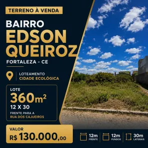 Lote/Terreno à venda, 360m² no Edson Queiroz, Fortaleza