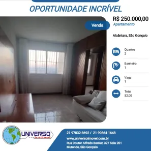Apartamento com 2 Quartos à venda, 52m² no Alcântara, São Gonçalo