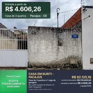 Casa com 3 Quartos à venda, 91m² no Pacajus, Pacajus