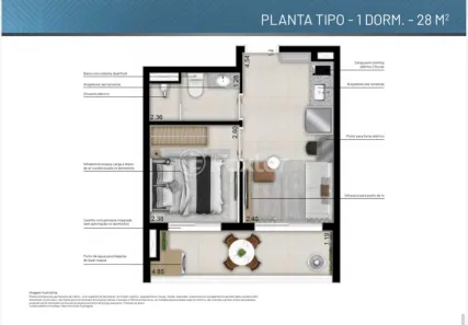 Kitnet com 1 Quarto à venda, 24m² no Perdizes, São Paulo