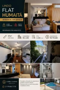 Flat com 1 Quarto à venda, 60m² no Humaitá, Rio de Janeiro