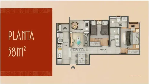 Apartamento com 2 Quartos à venda, 58m² no Jardim Urano, São José do Rio Preto