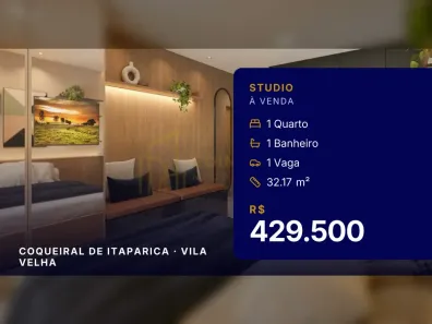 Apartamento com 1 Quarto à venda, 32m² no Coqueiral de Itaparica, Vila Velha