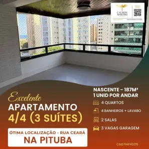 Apartamento com 4 Quartos à venda, 188m² no Pituba, Salvador