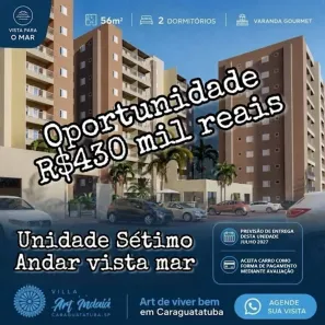 Apartamento com 2 Quartos à venda, 56m² no Loteamento Vila Indaiá, Caraguatatuba