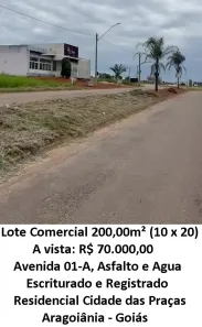 Lote/Terreno à venda, 200m² no Setor Central, Aragoiânia