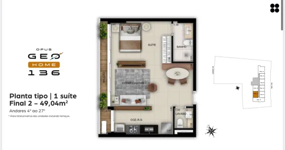 Apartamento com 1 Quarto à venda, 49m² no Setor Marista, Goiânia