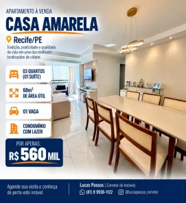 Apartamento com 3 Quartos à venda, 68m² no Casa Amarela, Recife