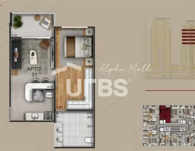 Flat com 1 Quarto à venda, 51m² no Park Lozandes, Goiânia