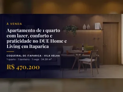 Apartamento com 1 Quarto à venda, 34m² no Coqueiral de Itaparica, Vila Velha