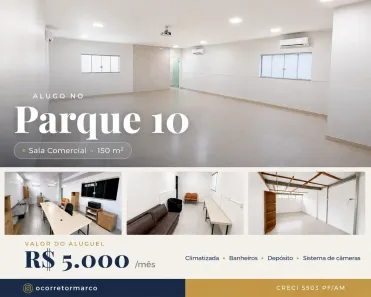 Sala Comercial para alugar, 150m² no Parque 10 de Novembro, Manaus