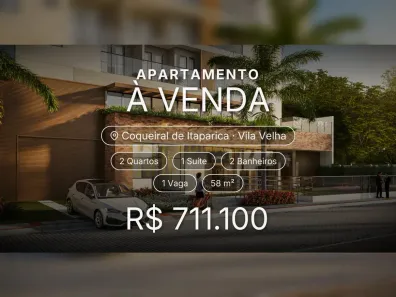 Apartamento com 2 Quartos à venda, 58m² no Coqueiral de Itaparica, Vila Velha
