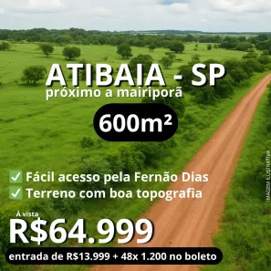 Lote/Terreno à venda, 600m² no Recreio São Vicente, Atibaia