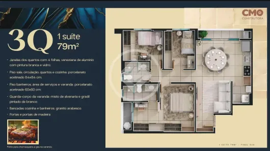 Apartamento com 3 Quartos à venda, 79m² no Jardim América, Goiânia