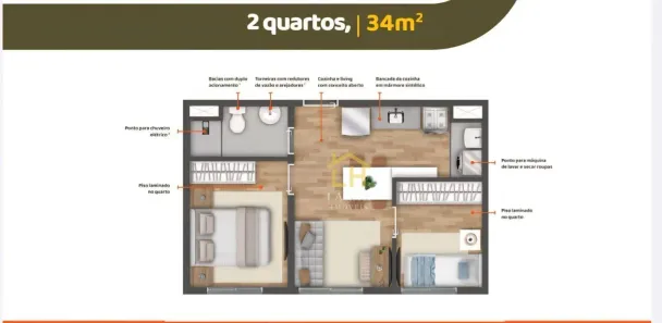 Apartamento com 2 Quartos à venda, 34m² no Vila Lageado, São Paulo