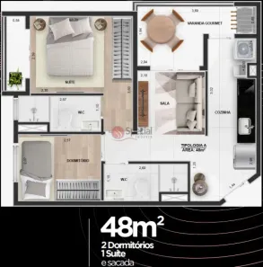Apartamento com 2 Quartos à venda, 48m² no Vila Carrão, São Paulo