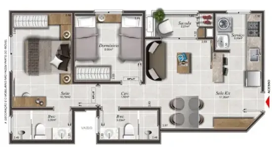 Apartamento com 2 Quartos à venda, 56m² no Pedra Branca, Palhoça