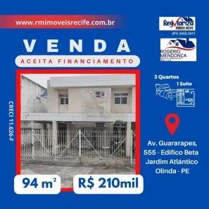 Apartamento com 3 Quartos à venda, 94m² no Rio Doce, Olinda