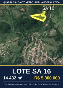 Lote/Terreno à venda, 14432m² no , Amélia Rodrigues