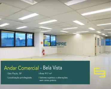 Sala Comercial para alugar, 917m² no Bela Vista, São Paulo