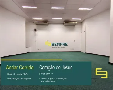 Sala Comercial para alugar, 560m² no Coração de Jesus, Belo Horizonte