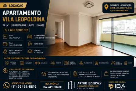 Apartamento com 3 Quartos para alugar, 82m² no Vila Hamburguesa, São Paulo