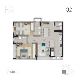 Apartamento com 2 Quartos à venda, 69m² no Centro, Florianópolis