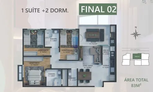 Apartamento com 3 Quartos à venda, 83m² no Dom Bosco, Itajaí