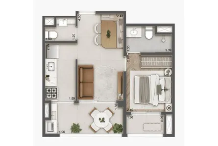 Apartamento com 1 Quarto à venda, 43m² no Jardim das Acácias, São Paulo