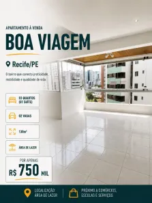 Apartamento com 3 Quartos à venda, 130m² no Boa Viagem, Recife