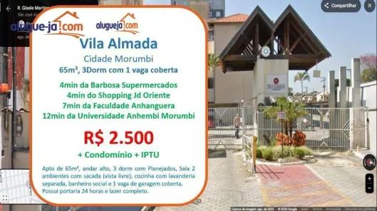 Apartamento com 3 Quartos para alugar, 65m² no Cidade Morumbi, São José dos Campos