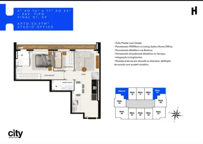 Apartamento com 1 Quarto à venda, 56m² no Setor Bueno, Goiânia