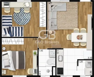 Apartamento com 2 Quartos à venda, 54m² no Conjunto Habitacional Marinho, Jacareí