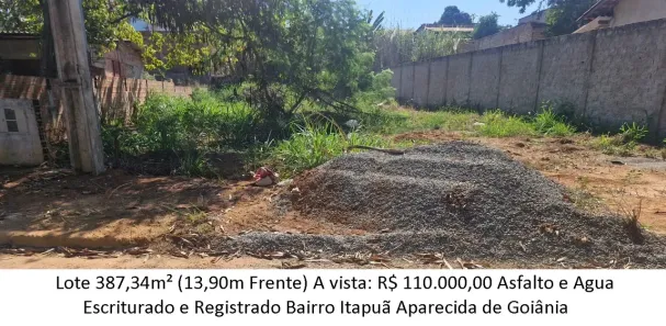 Lote/Terreno à venda, 387m² no Itapoã, Aparecida de Goiânia