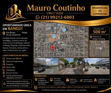 Lote/Terreno à venda, 500m² no Bangu, Rio de Janeiro