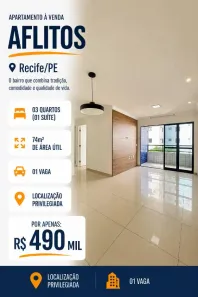 Apartamento com 3 Quartos à venda, 74m² no Aflitos, Recife