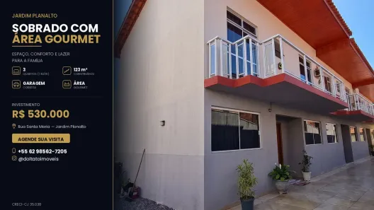 Sobrado com 3 Quartos à venda, 123m² no Jardim Planalto, Goiânia