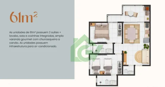 Apartamento com 2 Quartos à venda, 61m² no Jardim do Sol, Caraguatatuba