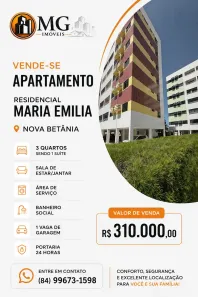 Apartamento com 3 Quartos para alugar, 70m² no Nova Betânia, Mossoró