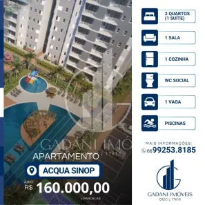 Apartamento com 2 Quartos à venda, 50m² no Jardim Itália III, Sinop
