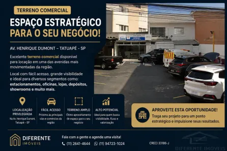 Lote/Terreno para alugar, 400m² no Vila Gomes Cardim, São Paulo