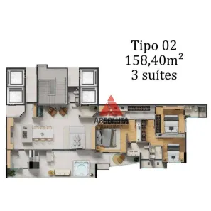 Apartamento com 3 Quartos à venda, 158m² no Centro, Americana