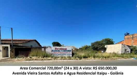 Lote/Terreno à venda, 720m² no Residencial Itaipu, Goiânia