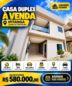 Casa de Condomínio com 3 Quartos à venda, 134m² no Ipitanga, Lauro de Freitas