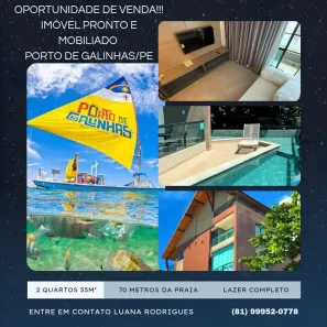 Apartamento com 2 Quartos à venda, 55m² no Porto de Galinhas, Ipojuca