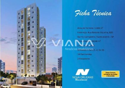 Apartamento com 2 Quartos à venda, 64m² no Campestre, Santo André
