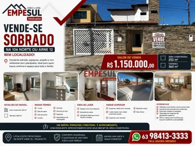 Sobrado com 4 Quartos à venda, 237m² no Plano Diretor Norte, Palmas